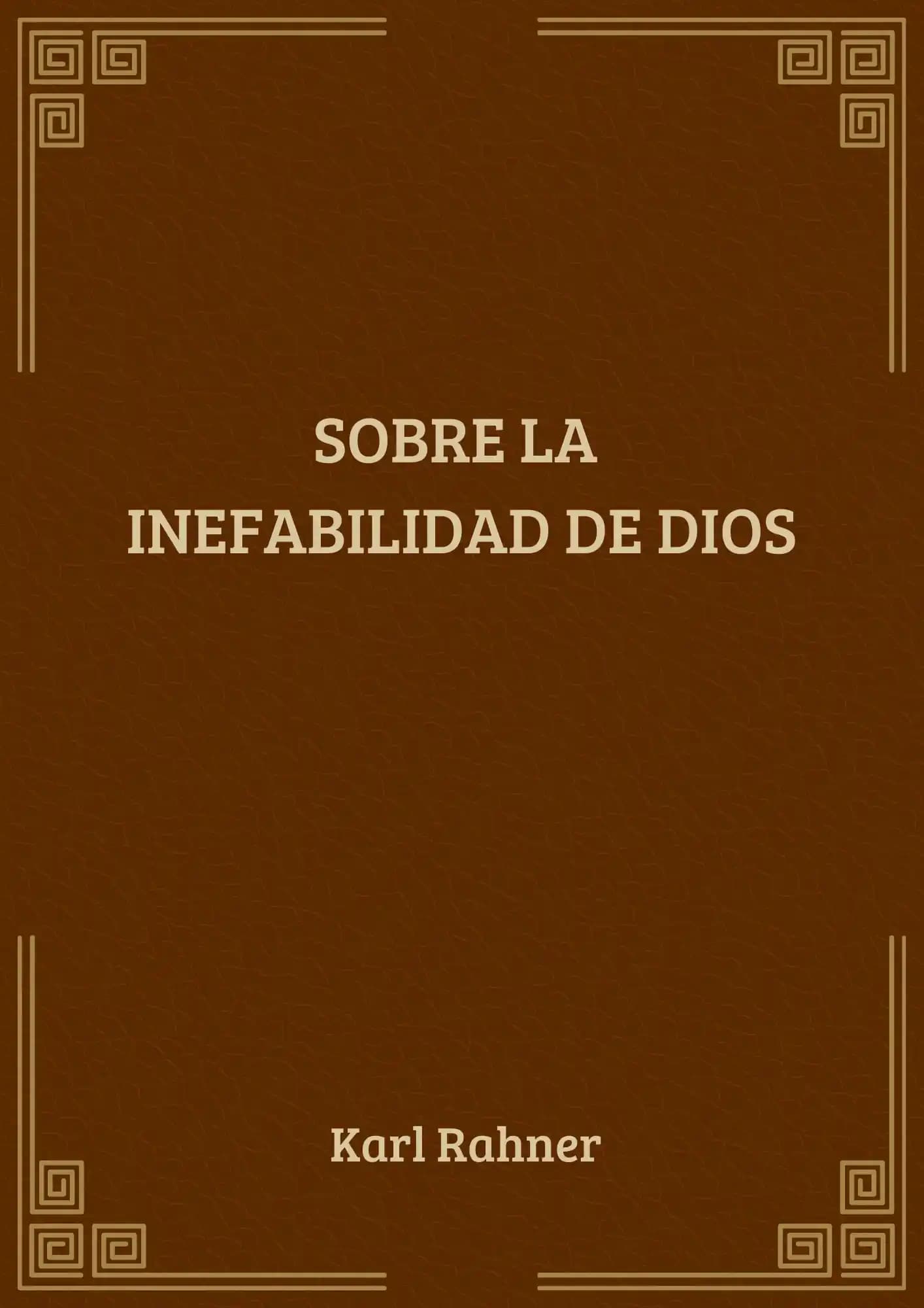 Portada del libro Sobre la Inefabilidad de Dios